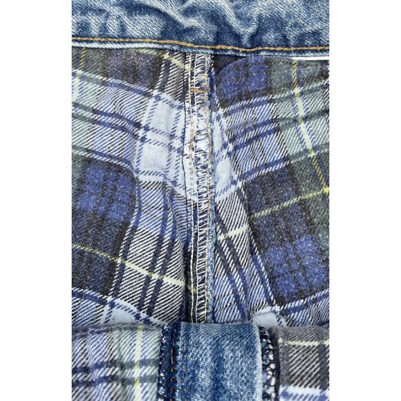 VINTAGE Carhartt Flannel Lined Dungaree Jean's Men's Blue and Plaid SIZE 38x32 - Picture 5 of 7